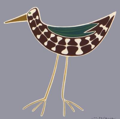 Fishbone Bird with Green Wing