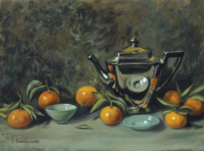 English Teapot with Clementines