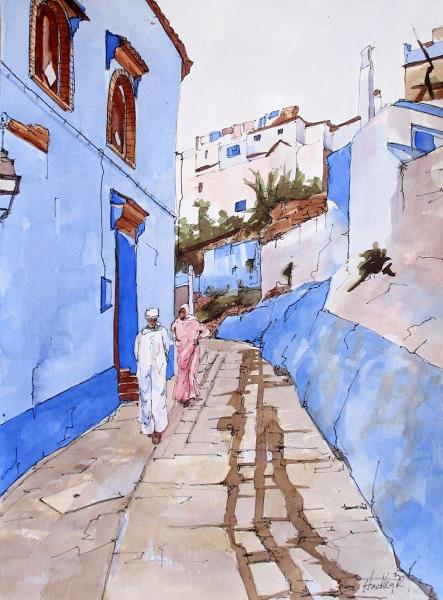 Cloudy Day Stroll, Chefchaouen, Morocco